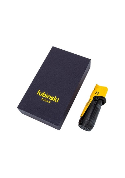 Lubinski Lion İğneli + Delicili Tek Torch Puro Çakmağı Sarı
