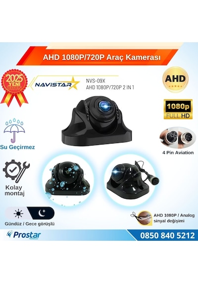 Ahd 1080p/720p Plastik Kolay Montaj Gece Görüşlü Araç Kamerası