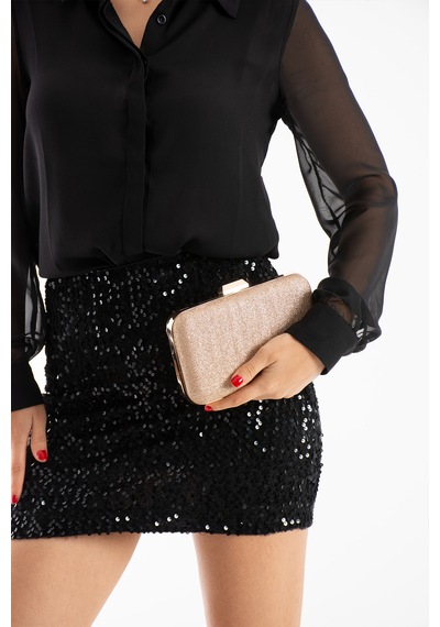 Daj Company Kadın Simli Düğün Şık Tasarım Abiye Portföy Clutch Kadın El Ve Omuz Çantası Altın