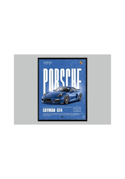Porsche Doğal Siyah Ahşap Çerçeveli Tek Parça Dekoratif Tablo Çok Renkli - 818995613 Çok Renkli