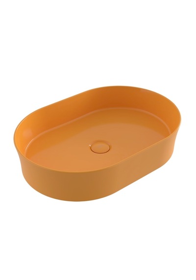 Bocchi Sottile Slim Line Tezgah Üstü Elips Lavabo Parlak Sarı 55 x 38 CM