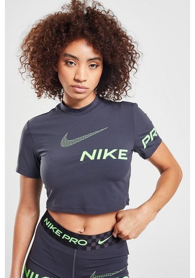 Nike Pro Dri-fit Cropped Graphic Sleeve Kadın Antrasit Tişört