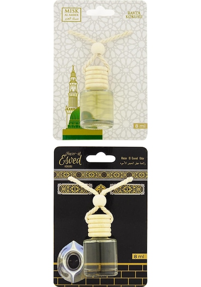Medine Ravza Kokusu Ve Hacerül Esved Kokusu 8 Ml Araba Kokusu Cam Şişe