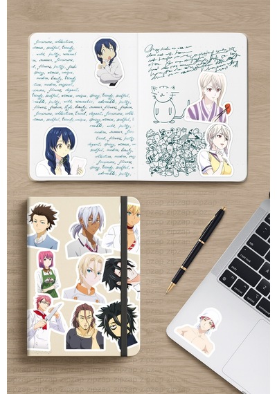 Food Wars Anime Telefon Laptop Bullet Journal Yapışkanlı Folyo Sticker Paketi 23 Adet Çok Renkli
