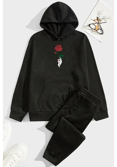 Uyguntarz Unisex Rose Eşofman Takımı Siyah