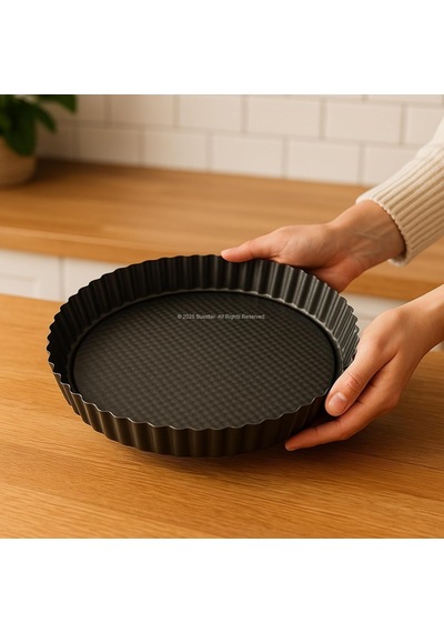28 Cm Yuvarlak Meyve Turtası Kalıbı Siyah Metalik Yapışmaz Kaplamalı Turta Ve Kiş Kalıbı Eşit Isı Dağılımlı Kolay Temizlenebilir Fırın Güvenli