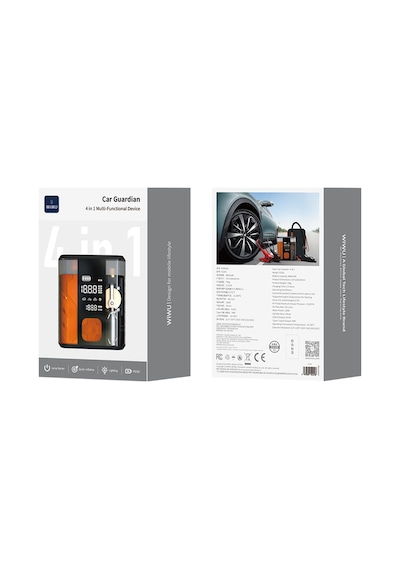 Wiwu Cg201 4in1 Dijital Led Göstergeli Araç Akü Acil Durum Takviye Güç Kaynağı Powerbank 40w 8800mah