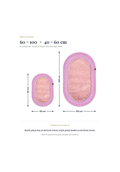 Banyo Paspası Takımı 60x100+40x60 Cm İç Trikot Pembe & Pembe