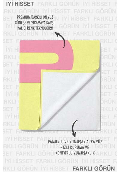 Yolo Yazılı Modern Plaj Havlusu - Sarı Pembe Minimalist Havuz Deniz Hızlı Kuruyan Mikrofiber Havlu Çok Renkli