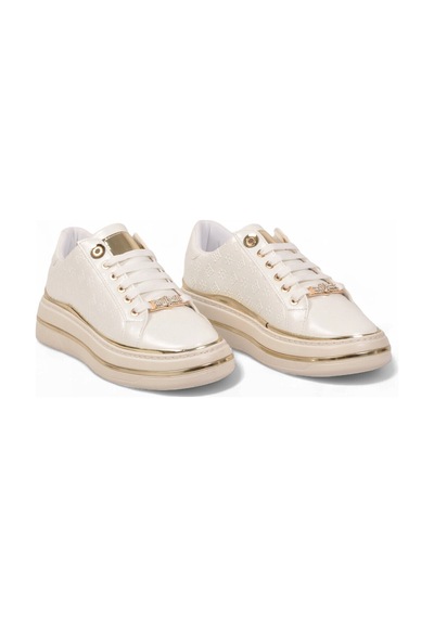 Ayakmod Beyaz Cilt Kalın Rahat Tabanlı Bağcıklı Kadın Casual Yürüyüş Ayakkabı Sneaker 431173