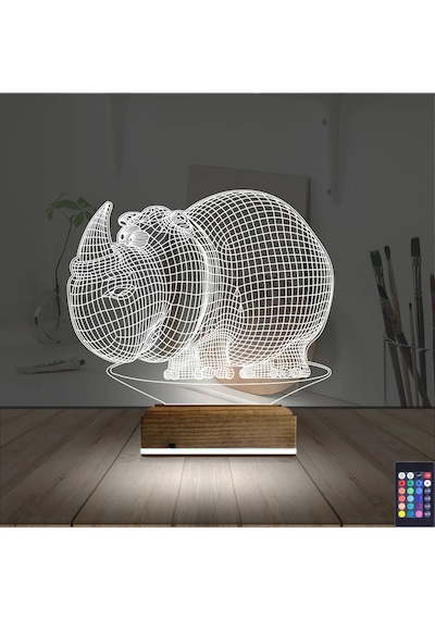 Luvivia Gergedan 3d Lamba - Masa Gece Lambası Şeffaf