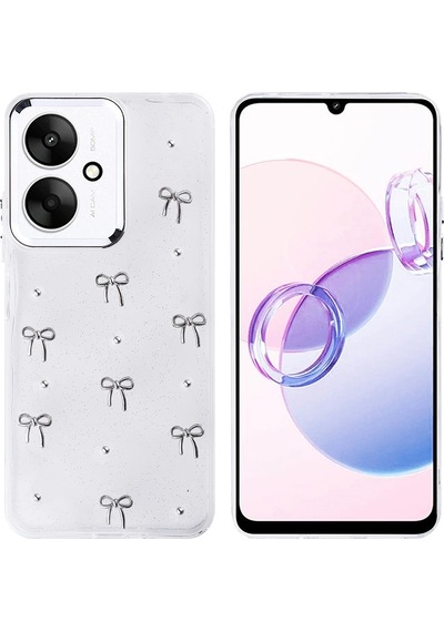 Xiaomi Redmi 13c Kılıf Airbag Tasarımlı Simli Şeffaf Zore Kutup Kapak Fiyonk