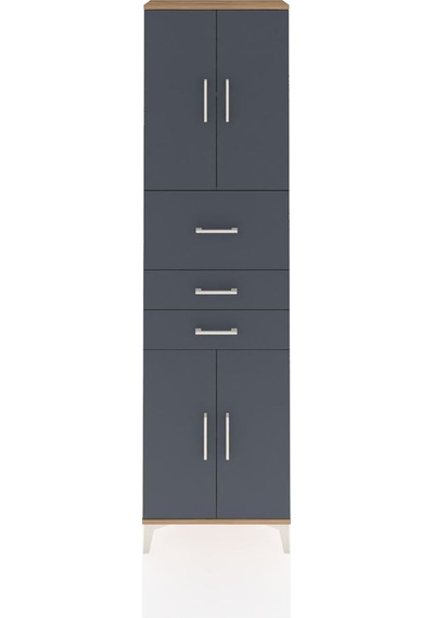 Arges Dolap 3 Raflı 3 Çekmeceli 4 Kapaklı 60x30x221 Çam-antrasit Çam
