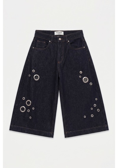 it's basic Kadın İndigo Selvedge 7s6-50 Maxi Boy Tasarım Bermuda Şort