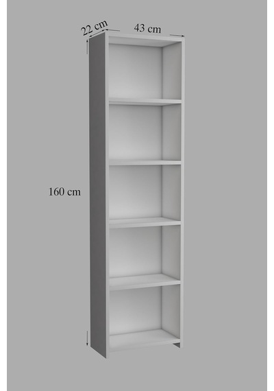 Libro White Kitaplık 5 Raflı Çok Amaçlı Düzenleyici Raf 160 Cm Dekoratif Beyaz Genel