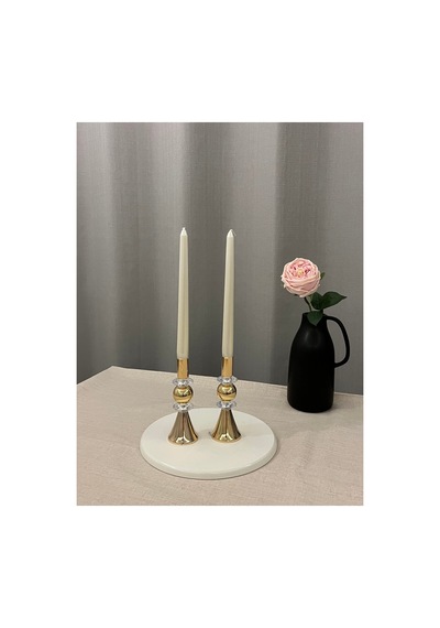 Gold Rengi Queen Crystal 2'li Şamdan&mumluk Seti Gold - 830066825 Gold