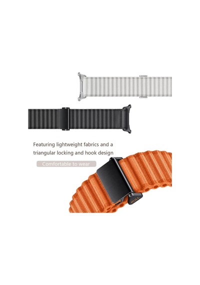 Caseonn Samsung Uyumlu Galaxy Watch Ultra 2 Kordon Titanyum Tokalı Alpin Kumaş Kayış Beyaz