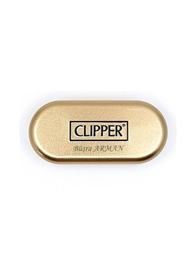 Kişiye Özel Clipper Metal Taşlı Altın Çakmak