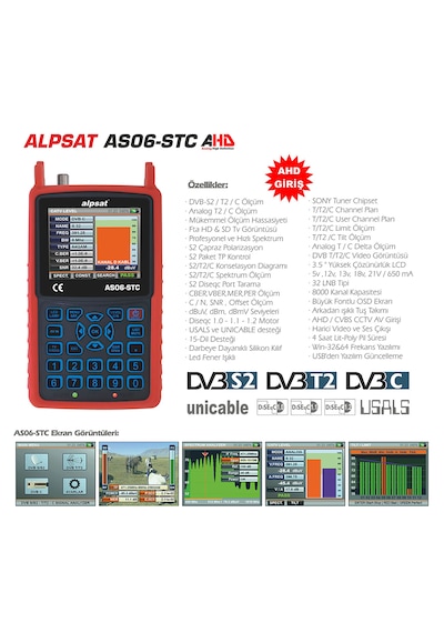 Alpsat As06 - Satfinder 6 Uydu/ahd Kamera/kablo Tv/ Karasal Tv Test Cihazı