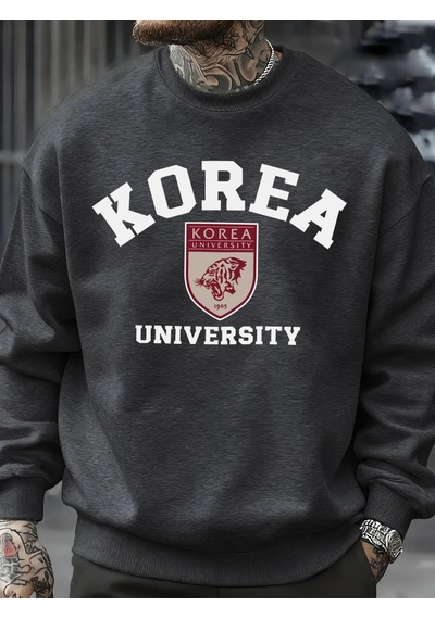 Startmore Tarzsokak Kore Üniversitesi Desen Erkekler Kazak Sonbahar Hip Hop Kazaklar Gevşek Moda Unisex Tişörtü Y Antrasit