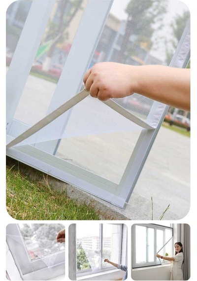 Sineklik Kendinden Yapışkanlı 100x150 Cm Ölçülü Pencere Sineklik 5 Metre Bant Hediyeli Gore
