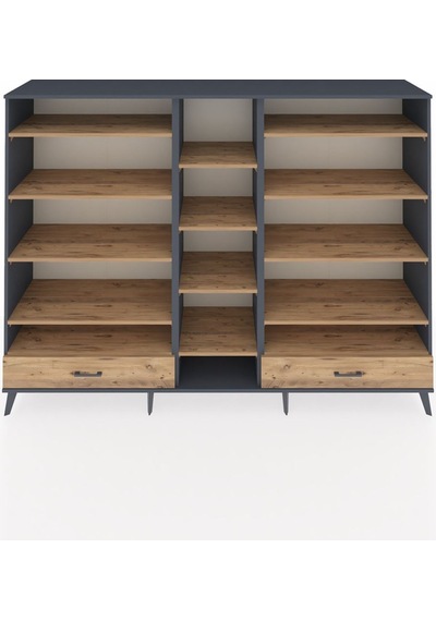 Hyperion Dolap 14 Raflı 2 Çekmeceli 220x44x163 Antrasit-çam Antrasit-çam