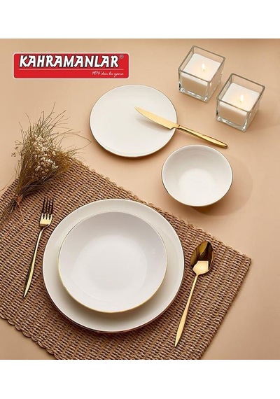 Kahramanlar Katre Sade 12 Kişilik 55 Parça Porselen Yemek Takımı