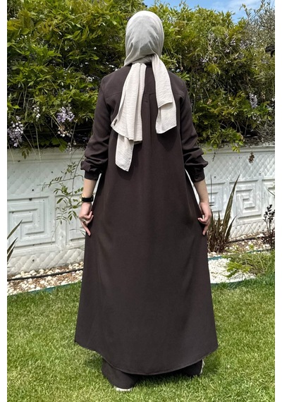 Rabia Şamlı Başak Pantolonlu Takım Kahve Normal