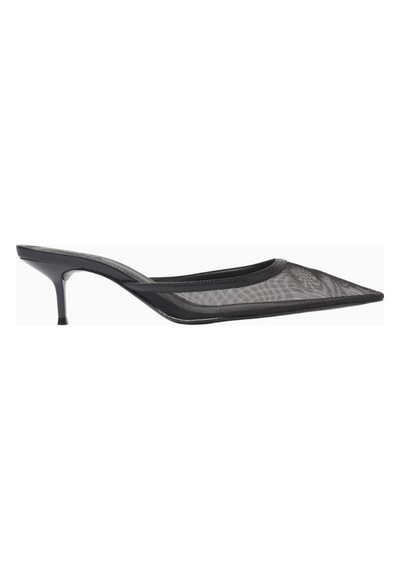 Schutz 63mm Topuklu Mesh Point-toe Mules, Günlük Ve Gece Zarafeti Siyah