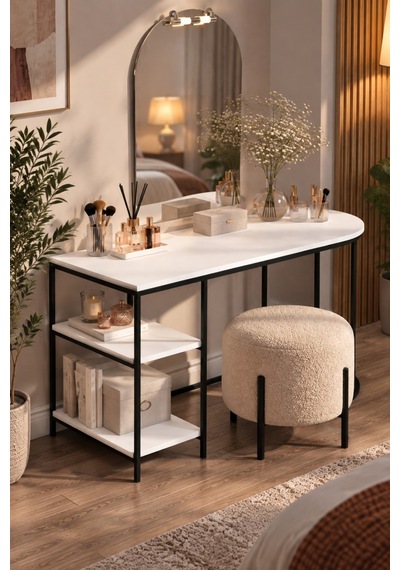 Sulorahome Beyaz Çalışma Ve Makyaj Masası 125 Cm