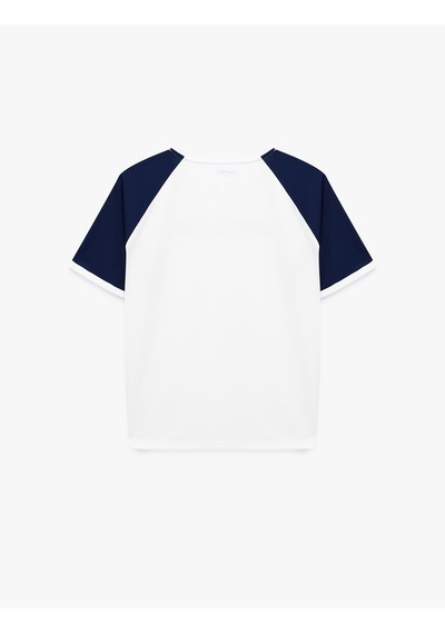 Koton Rahat Kalıp Bisiklet Yaka Renk Kontrastlı Kısa Reglan Kol Baskılı Spor Tişört Beyaz 6sak10255nk Koton Rahat Kalıp Bisiklet Yaka Renk Kontrastlı Kısa Reglan Kol Baskılı Spor Tişört Beyaz 6sak10255nk