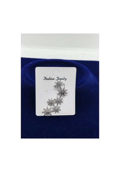 Kıkırdak Küpe Yıldızlı Taşlı Silver Çok Renkli