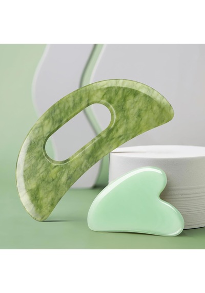 Yeşim Taşı Gua Sha Masaj Aleti Seti Saplı Daha Büyük Guasha Tahtası Kas Kazıma Masaj Aletleri Yüz Anti Selülit Spa Akupunktur Araçları Arka Boyun Yüz Bacak Masajı İçin Lenfatik Drenaj