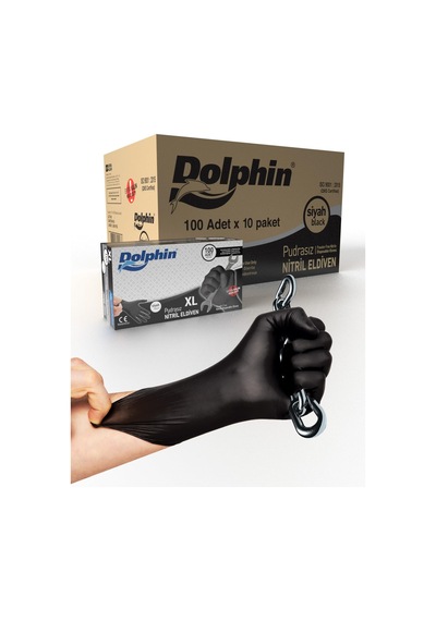 Dolphin Nitril Eldiven Pudrasız Siyah Xl Koli