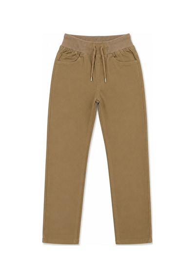 Beniizle Unisex Düz Paça Ribana Bel Çocuk Pantolonu Bej