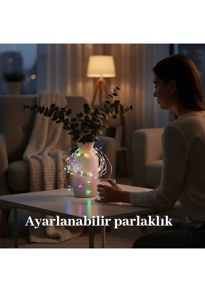 Upway 10 Metre Çok Renk Kumandalı 100 Led Işık - Usb Dekoratif Aydınlatma