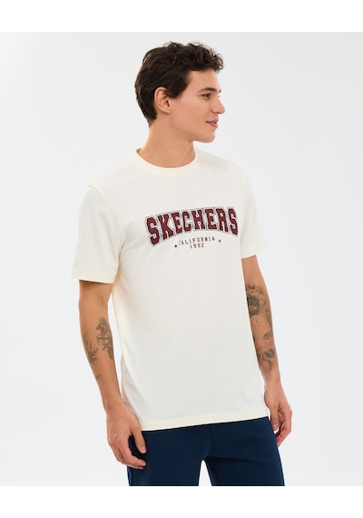 Skechers M Regular T-shirt Erkek Beyaz Tshirt S2610122-3855