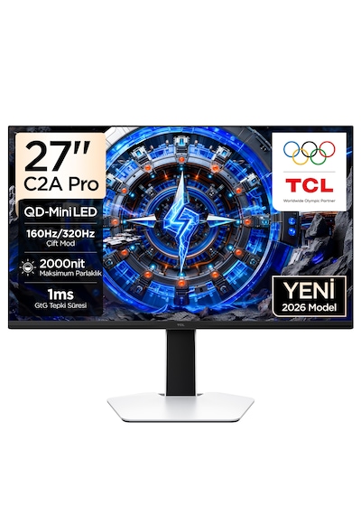 Tcl 27c2a Pro 27 İnç 4k Mini Led Oyuncu Monitörü, Uhd 160 Hz / Fhd 320 Hz, 1 Ms Gtg, Hdr1400, Freesync Premium