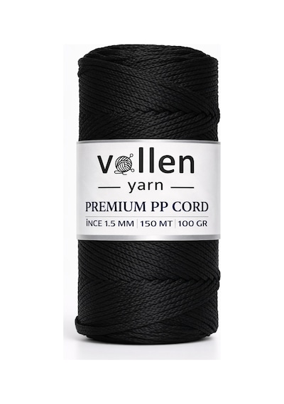 1.5mm-150mt Polyester Makrome Ipi, Supla Ipi, Çanta Ipi, Bileklik Ip,i Makrame,siyah