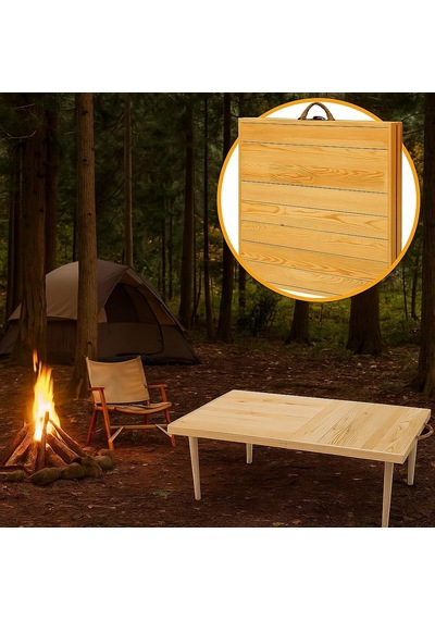 Katlanır Kamp, Piknik Ve Bahçe Masası 50x100 Cm - Ham Naturel Renk Çok Renkli