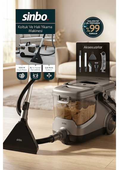 Scc-7609 Gri Koltuk, Halı Yıkama Ve Leke Çıkartma Makinesi 18kpa
