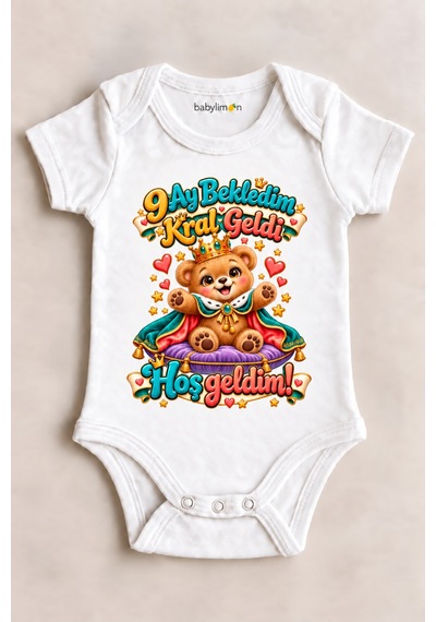 Babylimon 9 Ay Bekledim Kral Geldi Hoş Geldim Beyaz Kısa Kollu Çıtçıtlı Bebek Zıbını Beyaz - 930083794 Beyaz Babylimon 9 Ay Bekledim Kral Geldi Hoş Geldim Beyaz Kısa Kollu Çıtçıtlı Bebek Zıbını Beyaz - 930083794 Beyaz