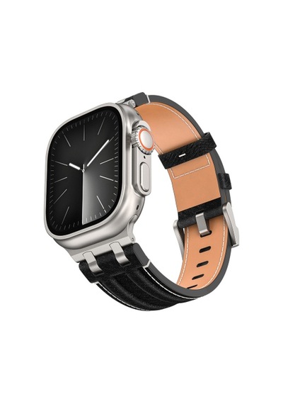 Apple Watch 7 45mm Uyumlu Krd-153 Kot Kumaş Tasarımlı Kordon - Gümüş-siyah