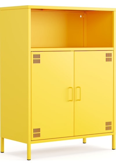 Pera Metal Dolap 2 Kapılı, Açık Raflı 80,50 X 40 X 109,50 Cm - Ral 1018 Sarı