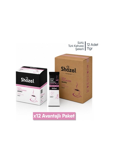 Shazel Hazır Sütlü Türk Kahvesi Şekerli - 11gr X 12 Adet