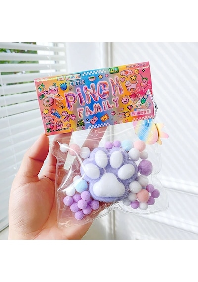 Kedi Patisi Taba Squishy Stress Oyuncağı Sukuşi Pati, Tüylü Oyuncak Mor Diğer