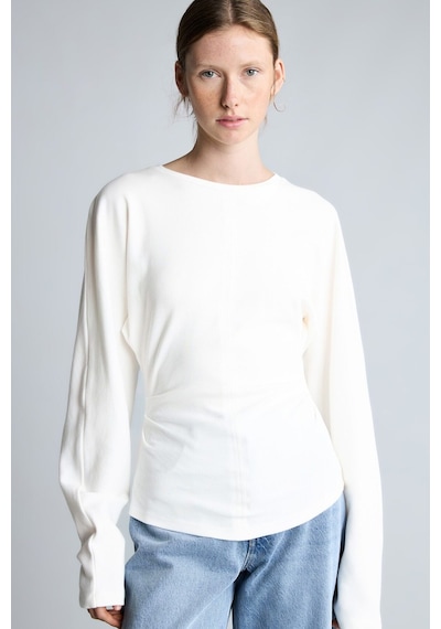 Defacto %100 Pamuk Dikiş Detaylı Slim Fit Bisiklet Yaka Uzun Kollu Basic Tişört I8183ax26auer105 Ekru-er105