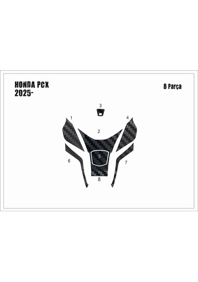 Honda Pcx 2025- Tank Pad Ve Grenaj Kaplama 8 Parça Siyah 40449393