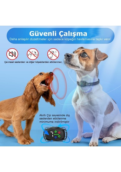Hopdiye T394 Köpek Havlama Tasması Şarjlı, Suya Dayanıklı, Uyarı Seçimli, Eğitim Tasması, Havlama Önleyici Ta Çok Renkli