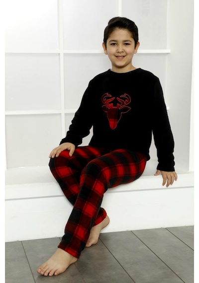 Nisanca Kışlık Baba Oğul Polar Pijama Takımı -geyikli Yılbaşı Aile Pijaması- Tek Adet Siyah Nisanca Kışlık Baba Oğul Polar Pijama Takımı -geyikli Yılbaşı Aile Pijaması- Tek Adet Siyah